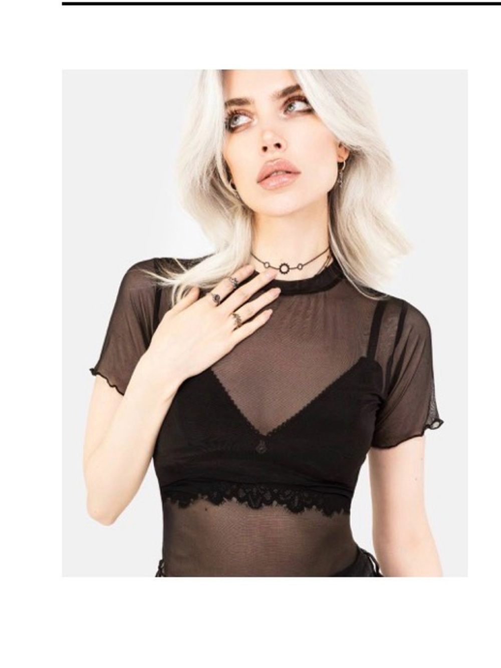 Sheer Black Mesh Short Sleeve Top